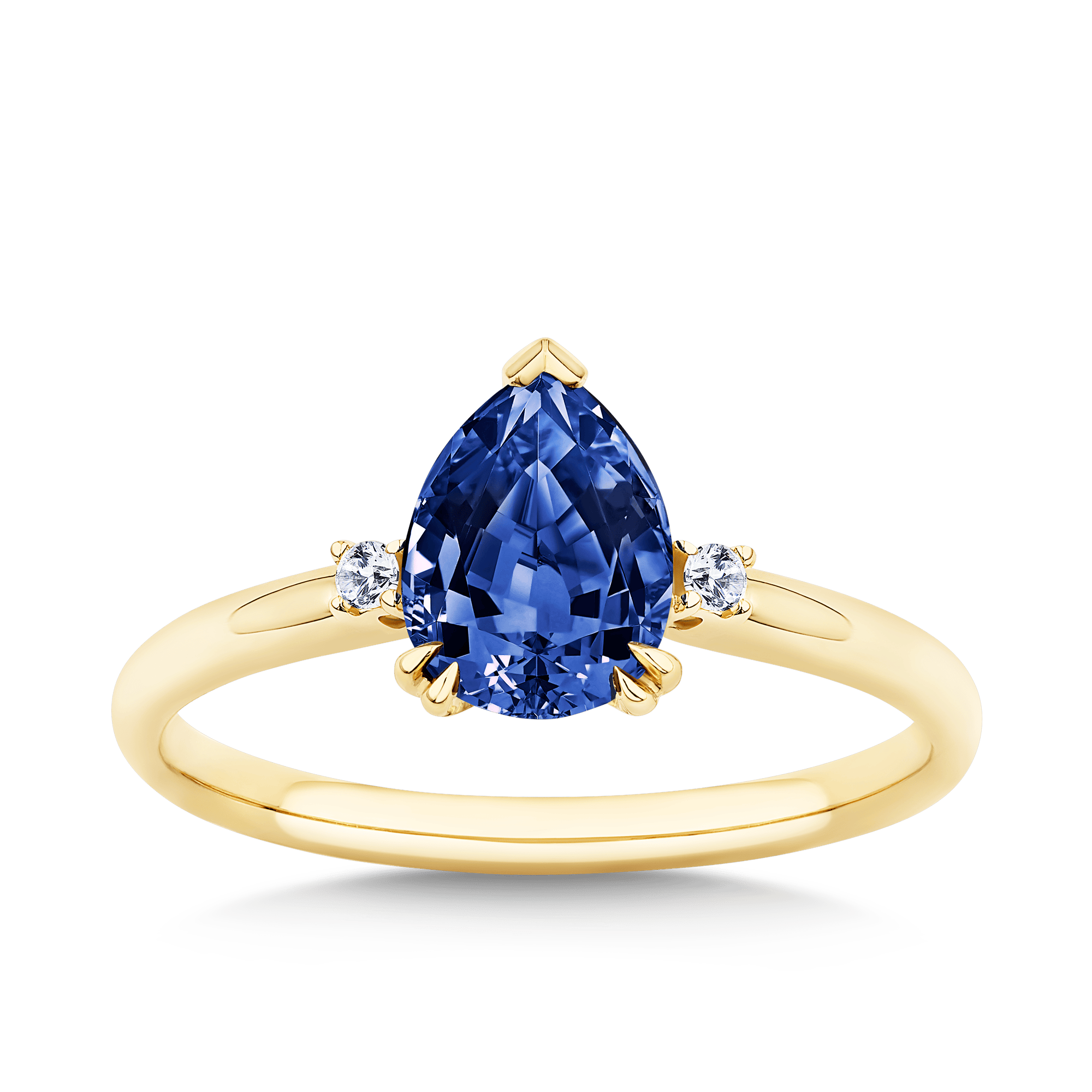 1.48ct TW Created Sapphire & Diamond Pear Ring in 9ct Yellow Gold