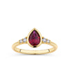 1.00ct TW Pear Cut Created Ruby & Diamond Bezel Set Ring in 9ct Yellow Gold