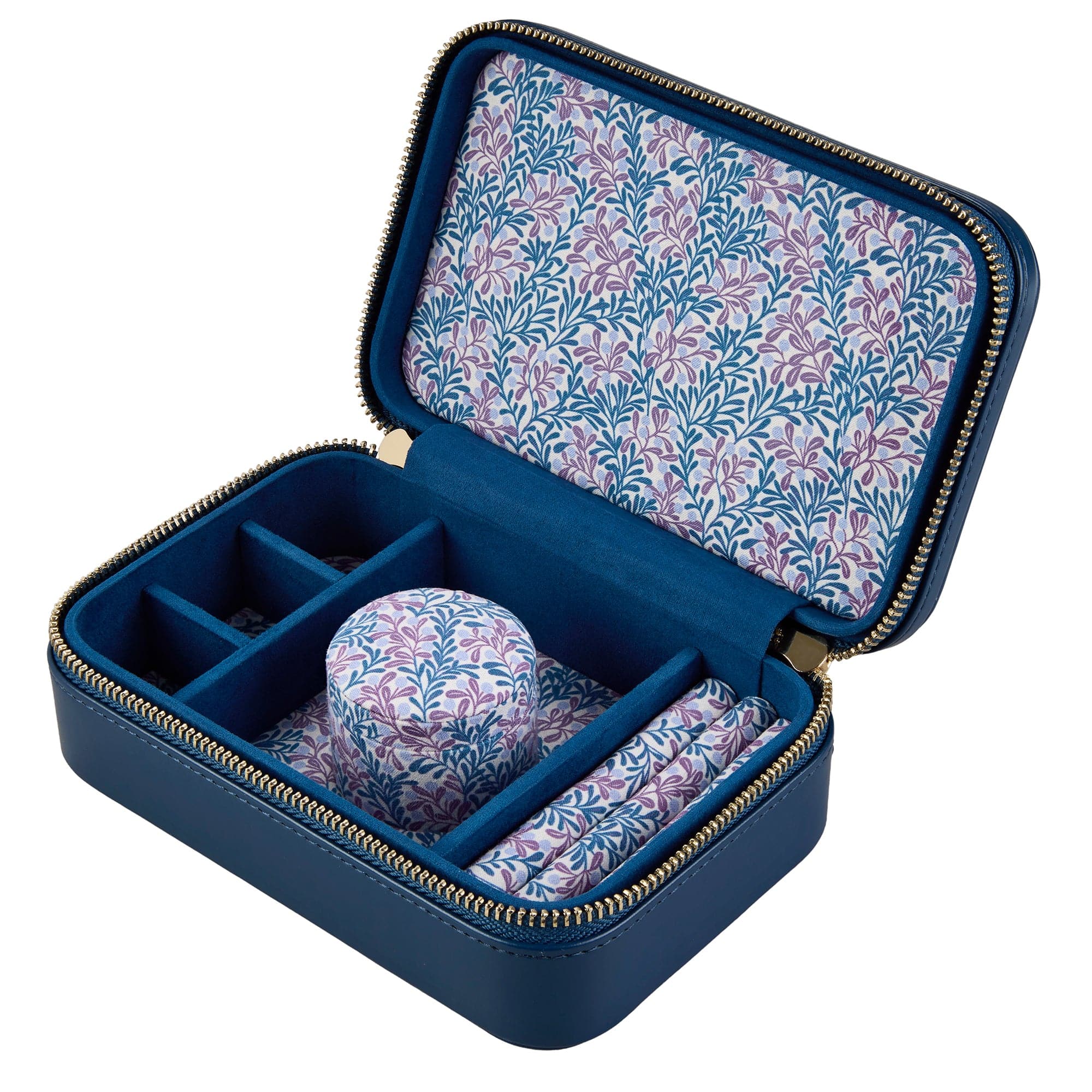 WOLF Sophia Indigo Fruit Botanical Travel Zip Jewellery Case