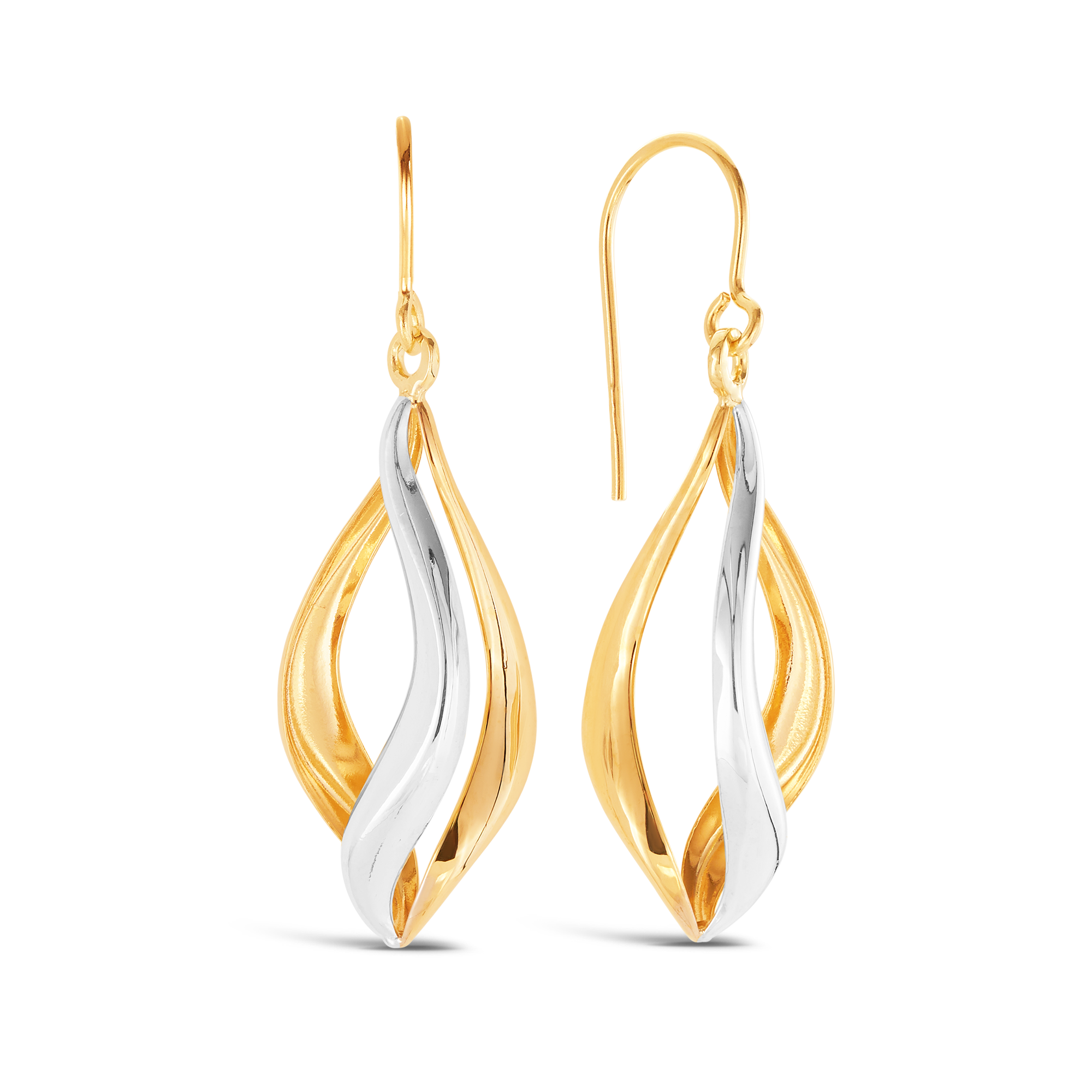 Drop Earrings in 9ct Yellow and White Gold