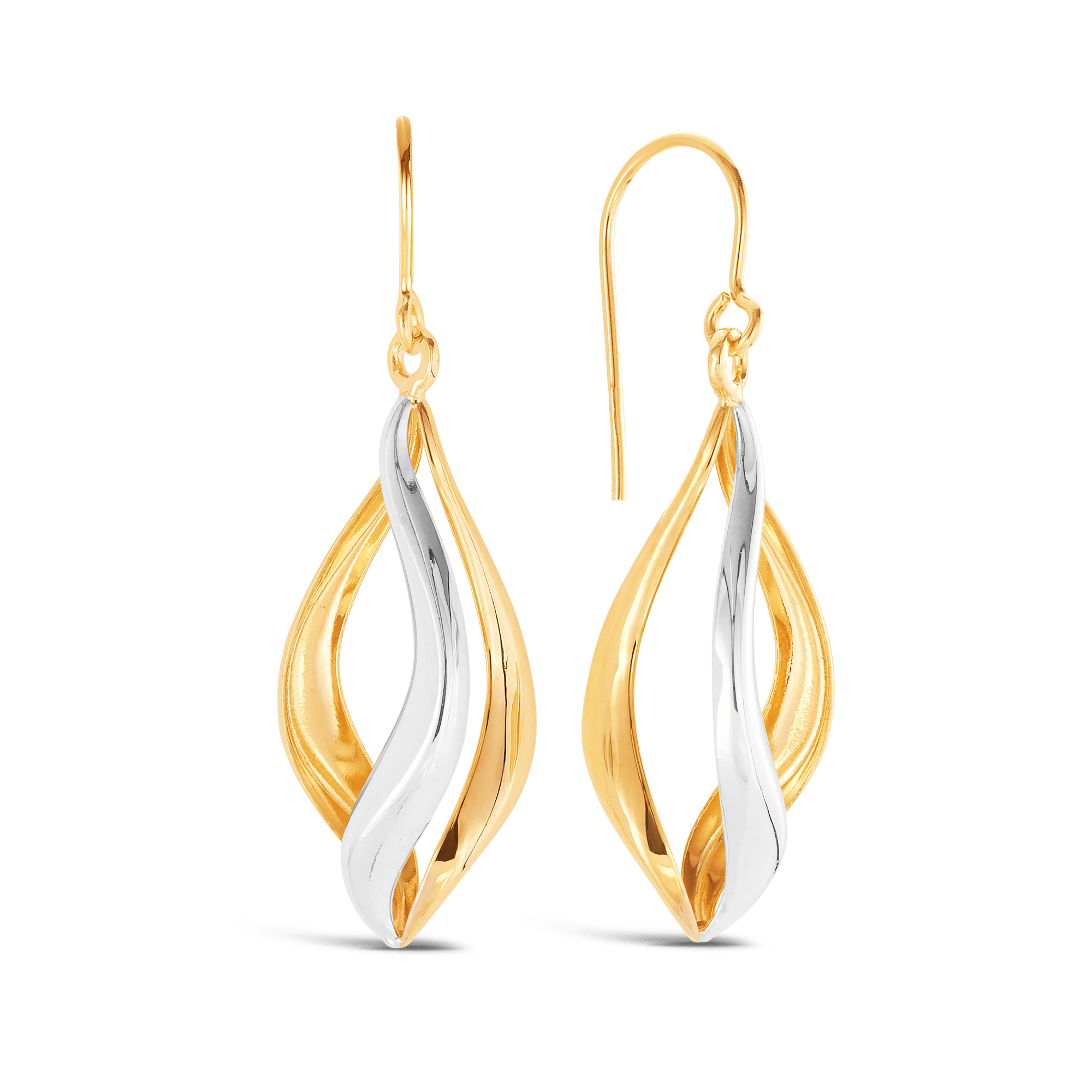 Drop Earrings in 9ct Yellow and White Gold
