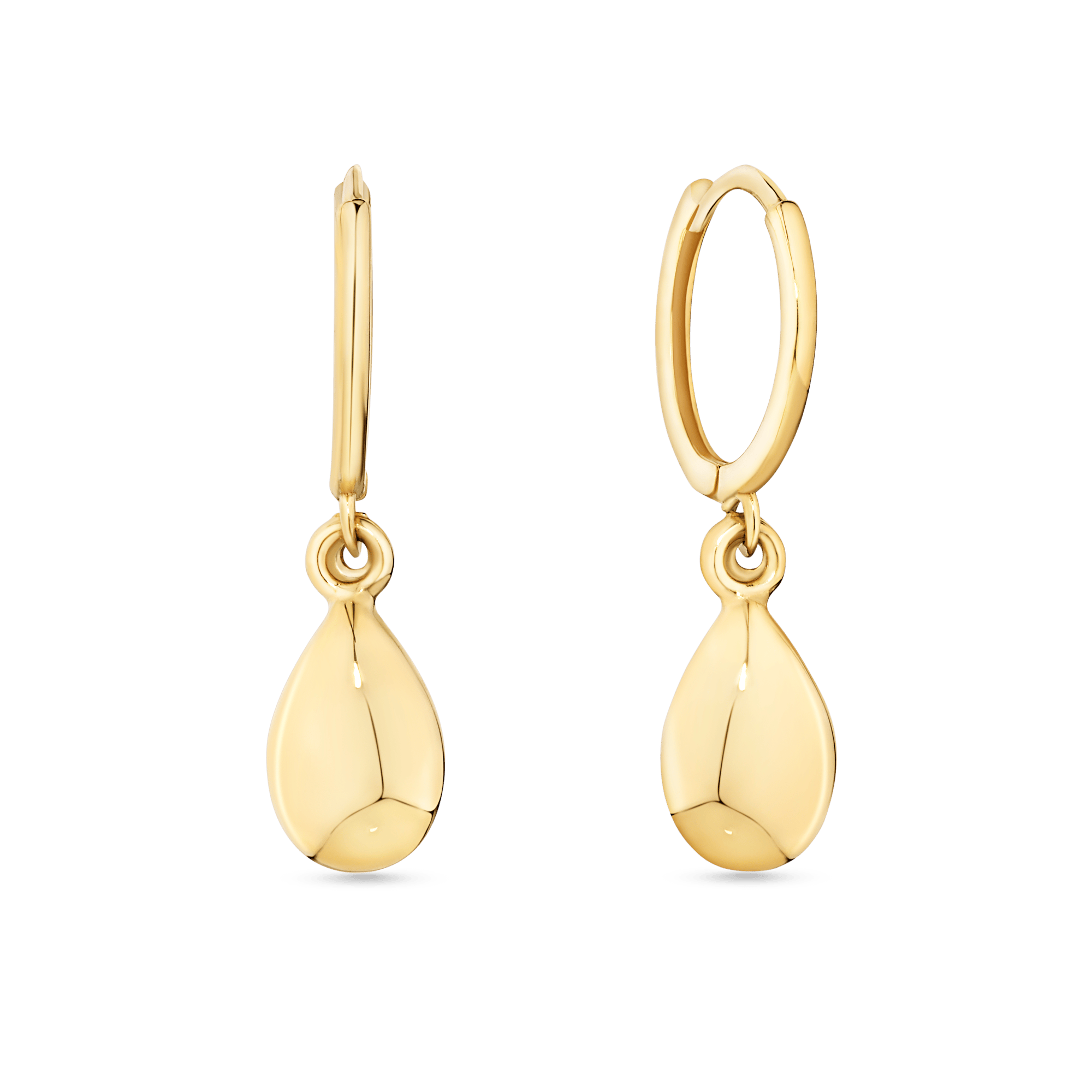 Teardrop Huggie Hoop Earrings in 9ct Yellow Gold