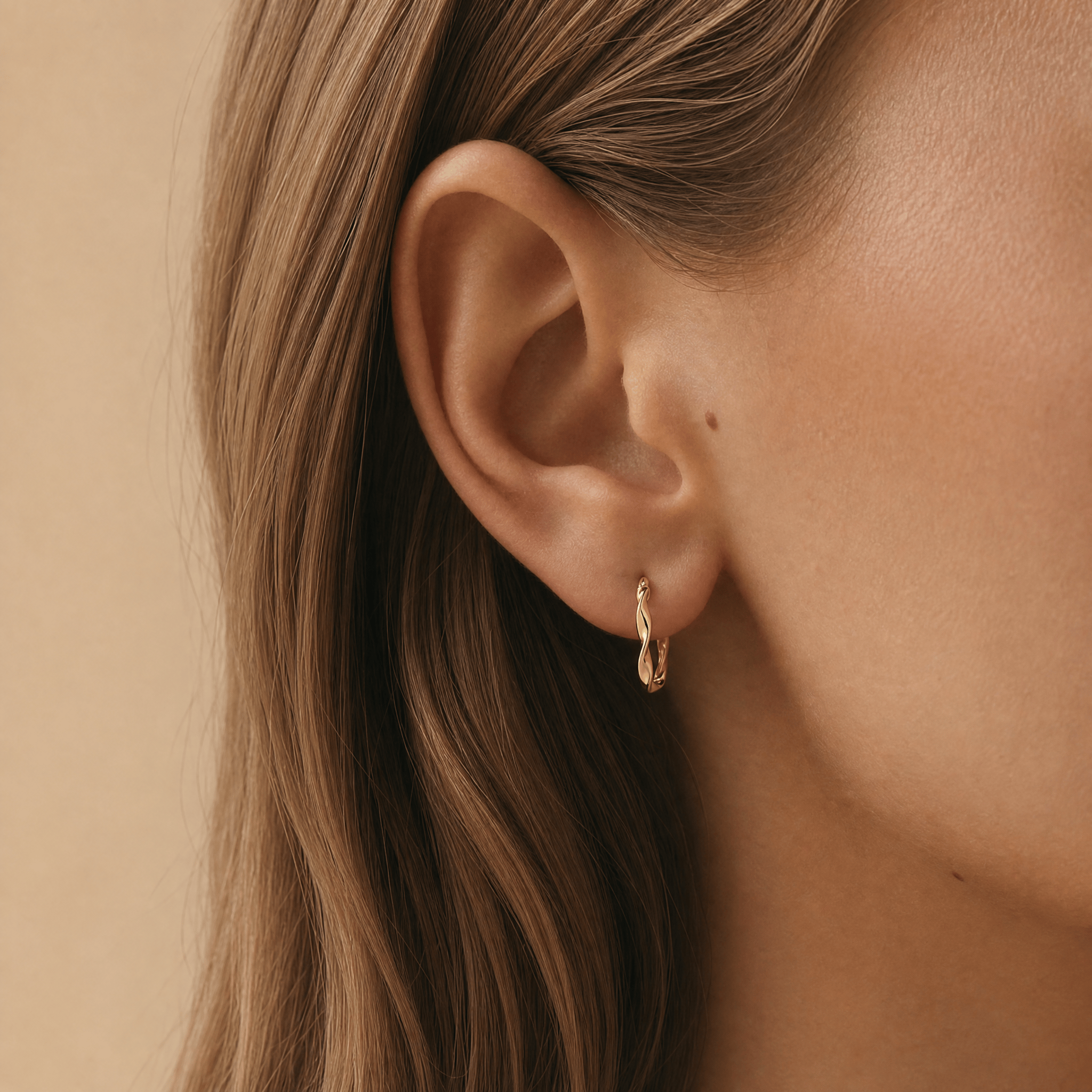 Ribbon Twist Hoop Earrings in 9ct Yellow Gold