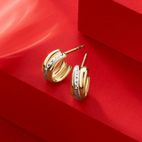 Diamond Cut Hoop Earrings in 9ct Yellow and White Gold