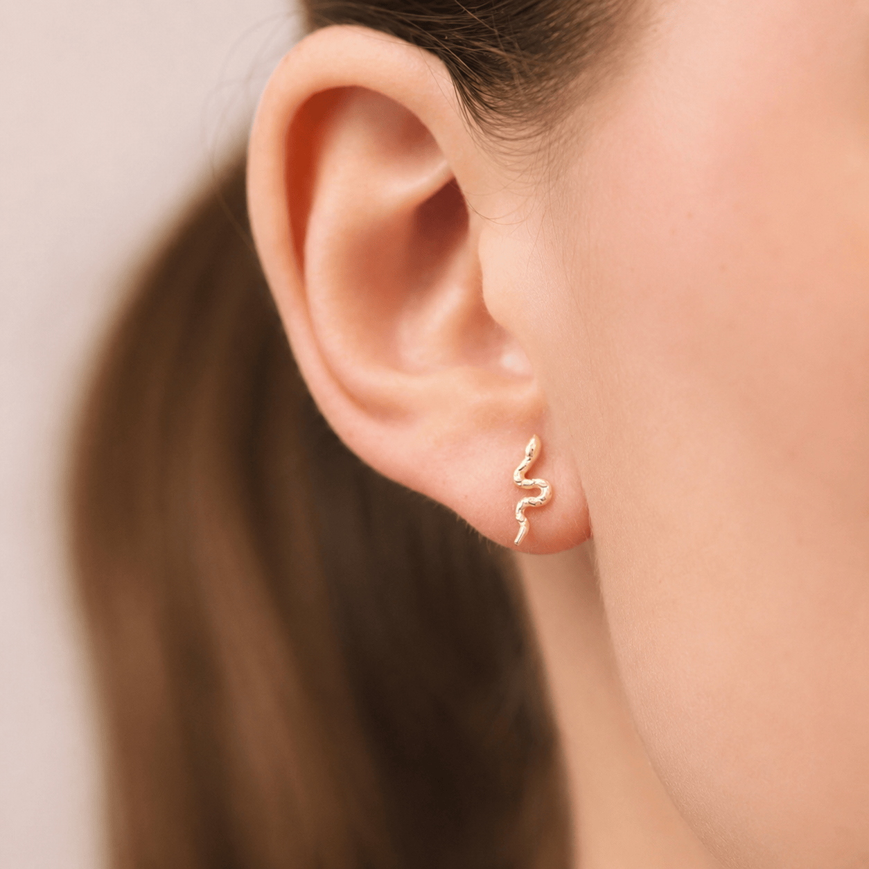 Snake Stud Earrings in 9ct Yellow Gold