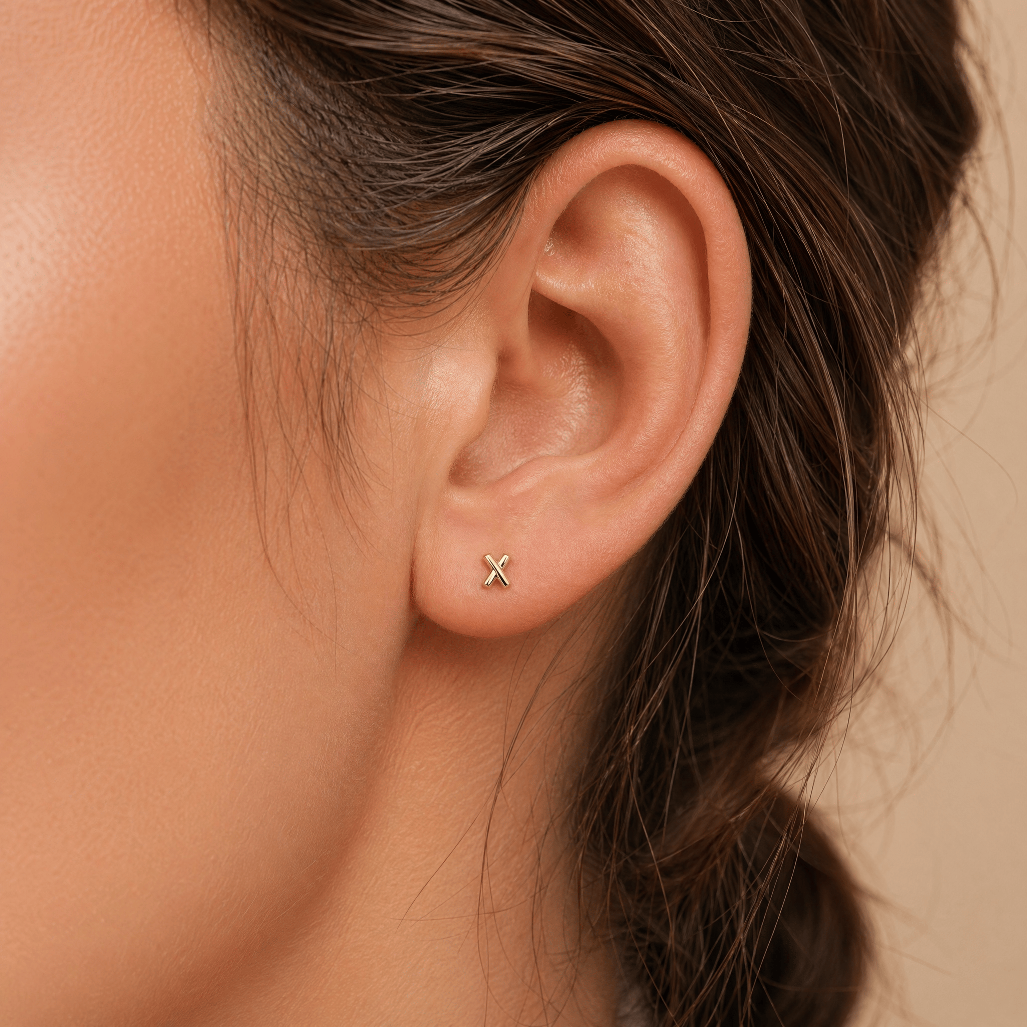 X Earrings in 9ct Yellow Gold