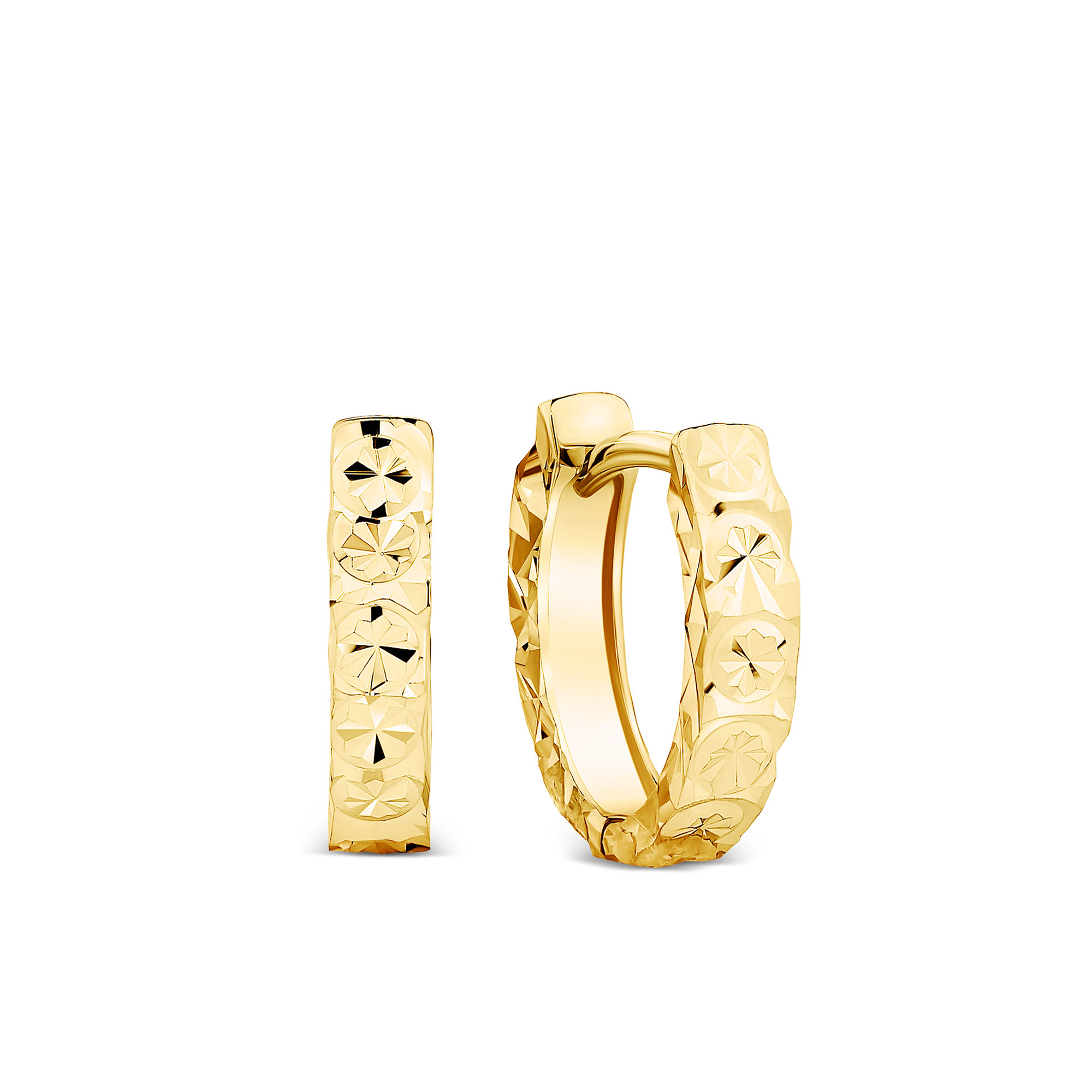 Oval Diamond Cut Huggie Earrings in 9ct Yellow Gold