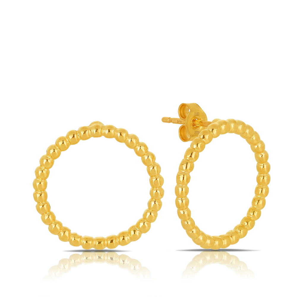 Circle Beaded Stud Earrings in 9ct Yellow Gold