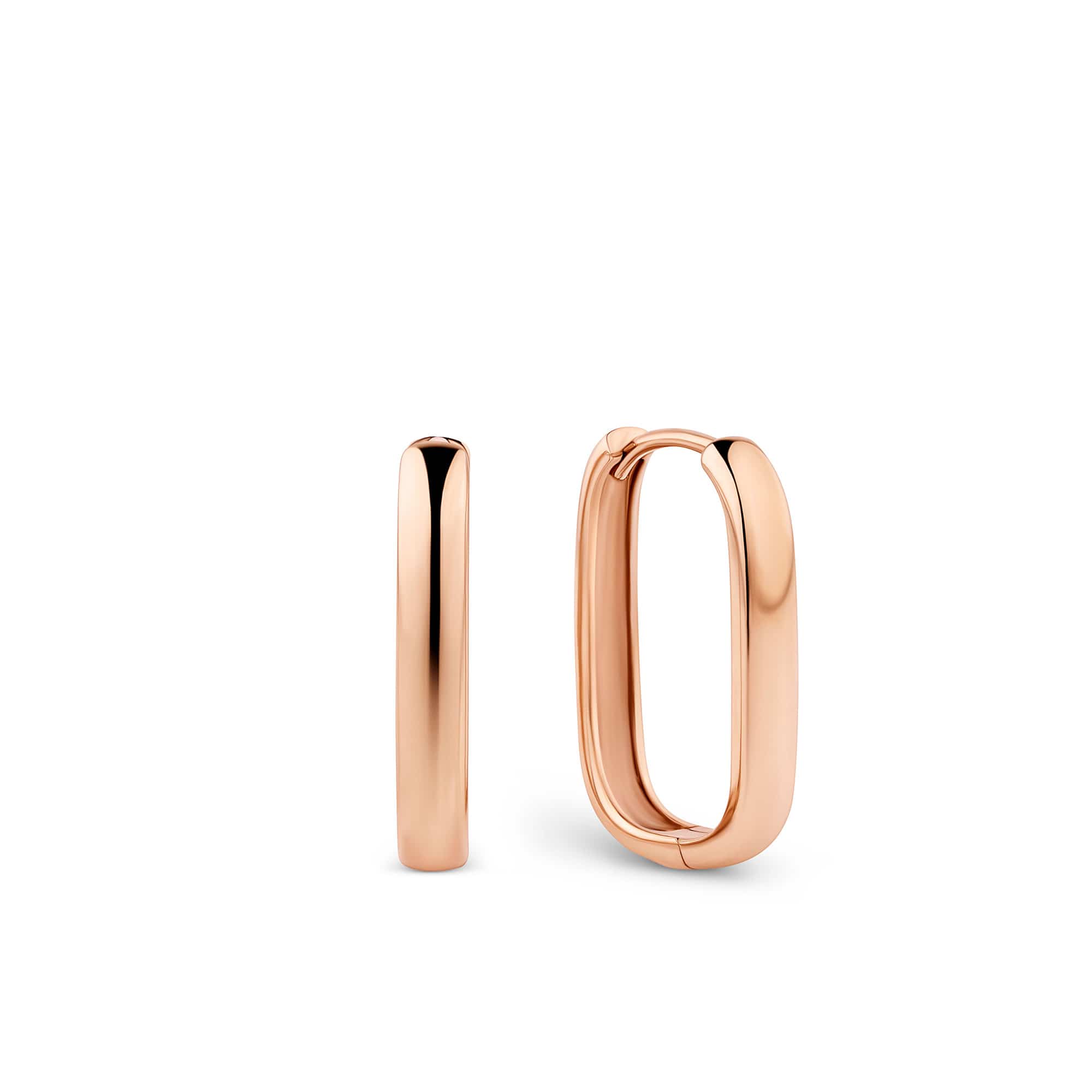 Paperclip Huggie Earrings in 9ct Rose Gold