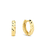 Small Diamond Cut Huggie Earrings in 9ct Yellow Gold