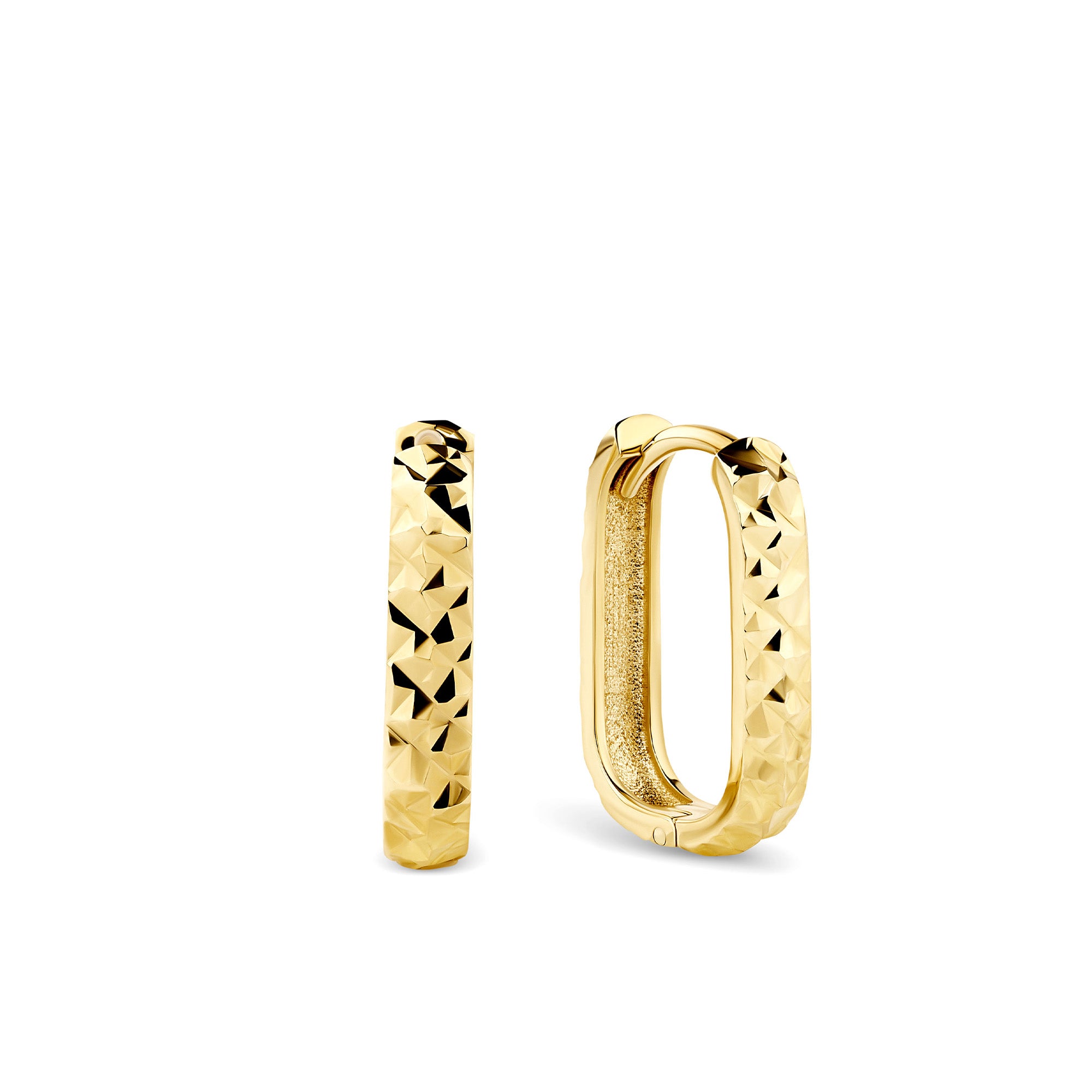 Paperclip Diamond Cut Huggie Earrings in 9ct Yellow Gold