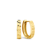 Oval Diamond Cut Huggie Earrings in 9ct Yellow Gold