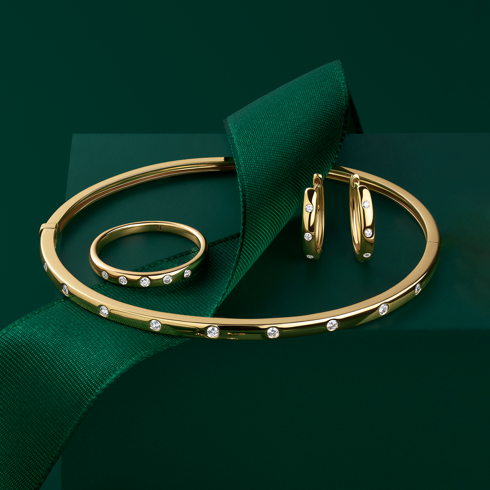 Diamond Huggie Earrings in 9ct Yellow Gold