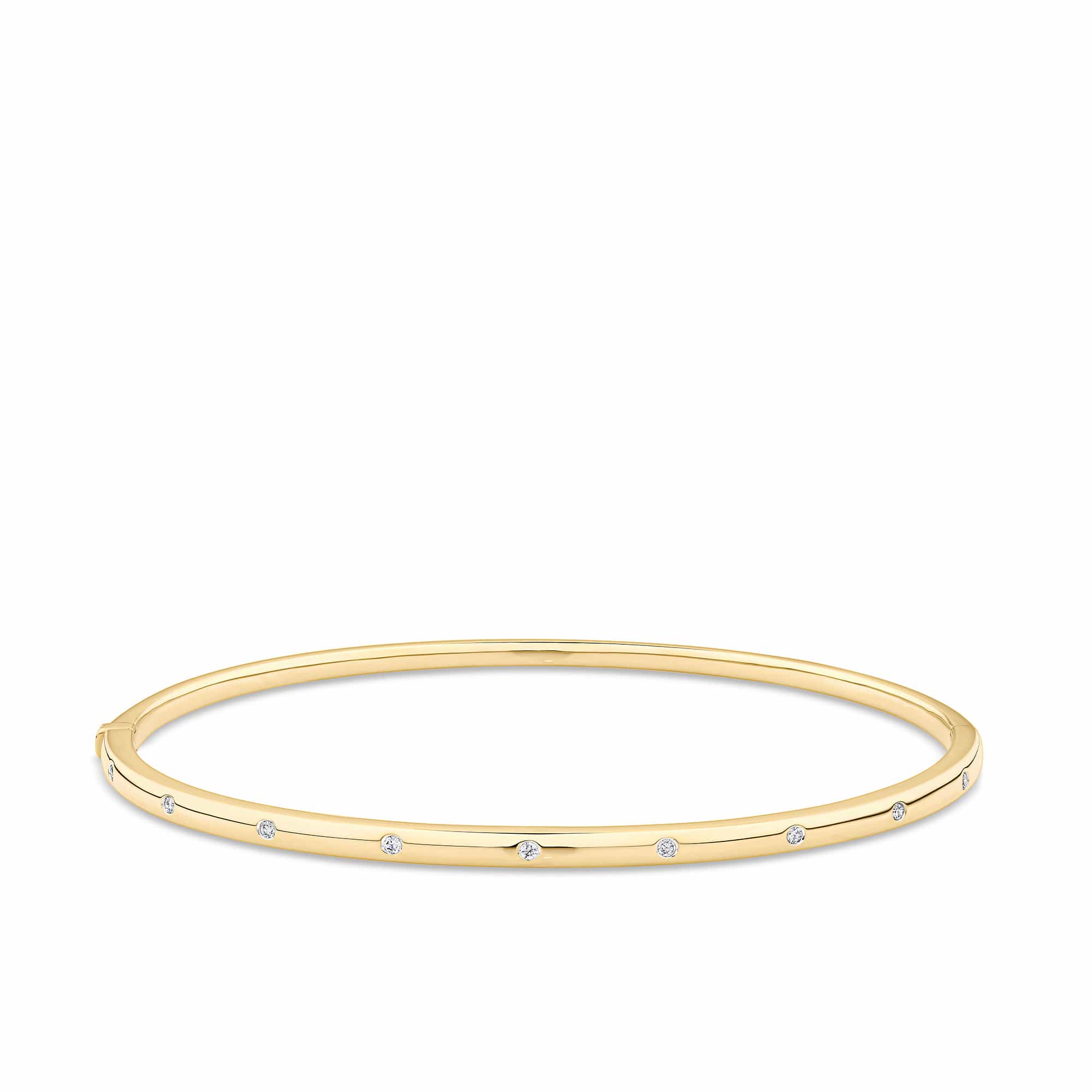 0.15ct TDW Hammerset Diamond Bangle in 9ct Yellow Gold