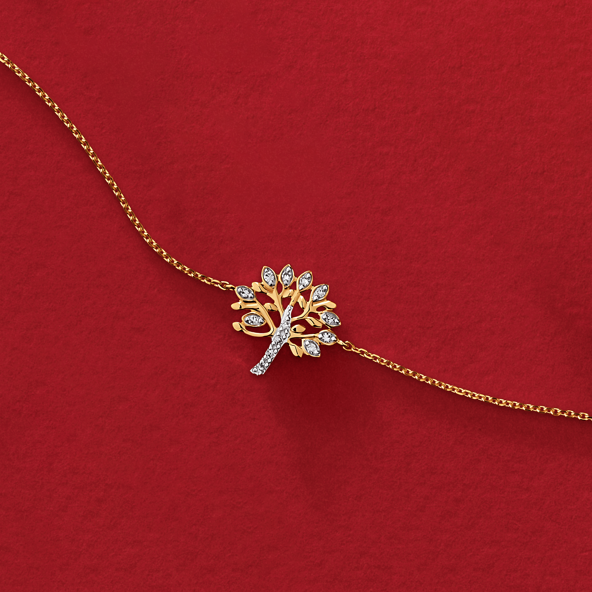 Diamond Tree of Life Bracelet in 9ct Yellow Gold