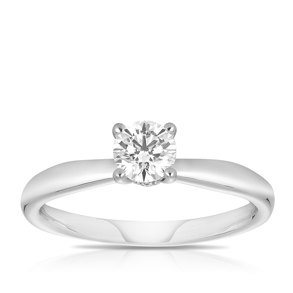 Maple Leaf Circle of Love Round Brilliant Cut Solitare Diamond Engagement Ring set in 18ct White Gold