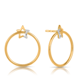 Diamond Star & Circle Drop Earrings in 9ct Yellow Gold