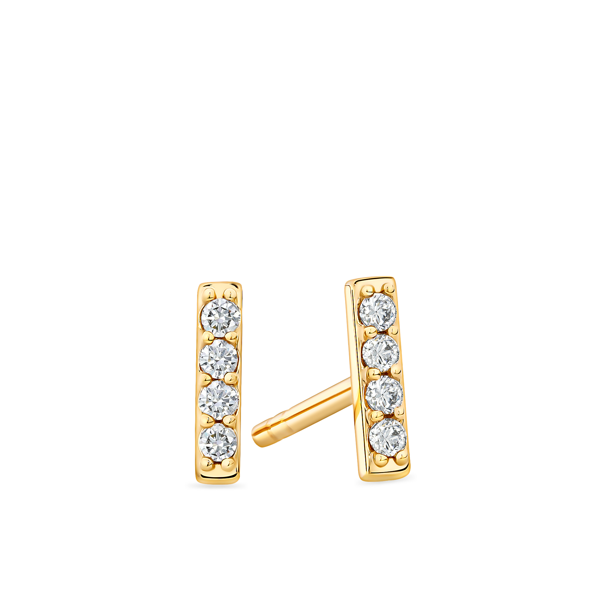 0.06ct TW Diamond Bar Earrings in 9ct Yellow Gold