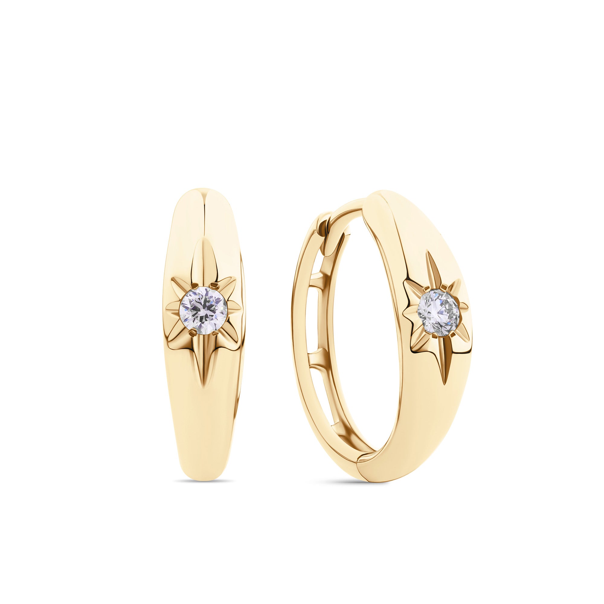 0.10ct TDW Diamond Star Set Huggie Earrings in 9ct Yellow Gold