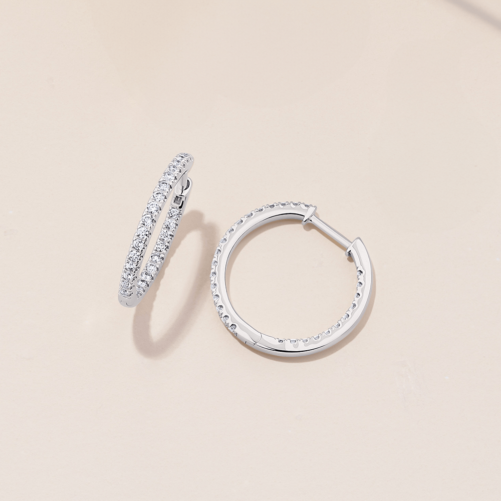 0.50ct TW Diamond Hoop Earrings in 9ct White Gold