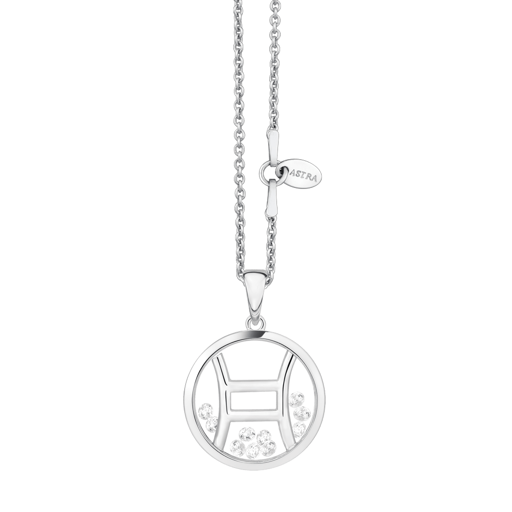 ASTRA Gemini Zodiac Cubic Zirconia Necklace in Sterling Silver