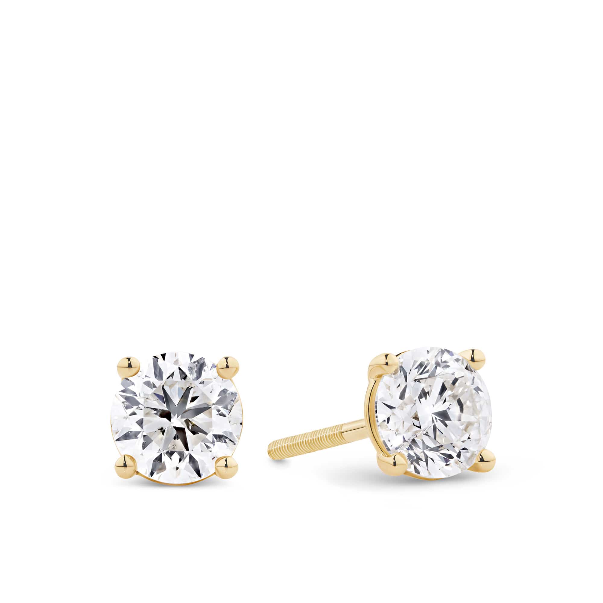 Brilliance 2.00ct TW Diamond Solitaire Earrings in 18ct Yellow Gold