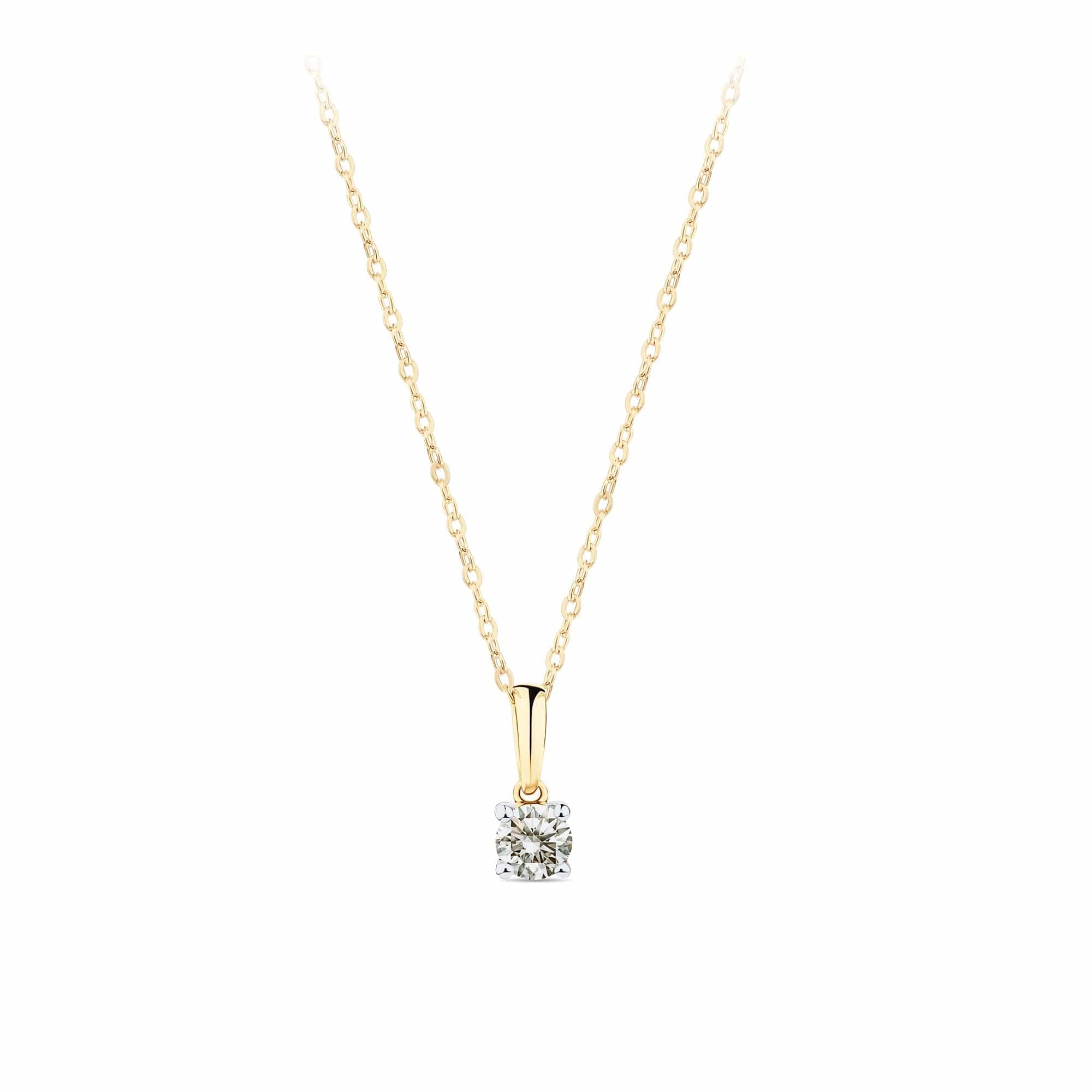 Rendition 0.30ct Diamond Solitaire Pendant in 9ct Yellow & White Gold