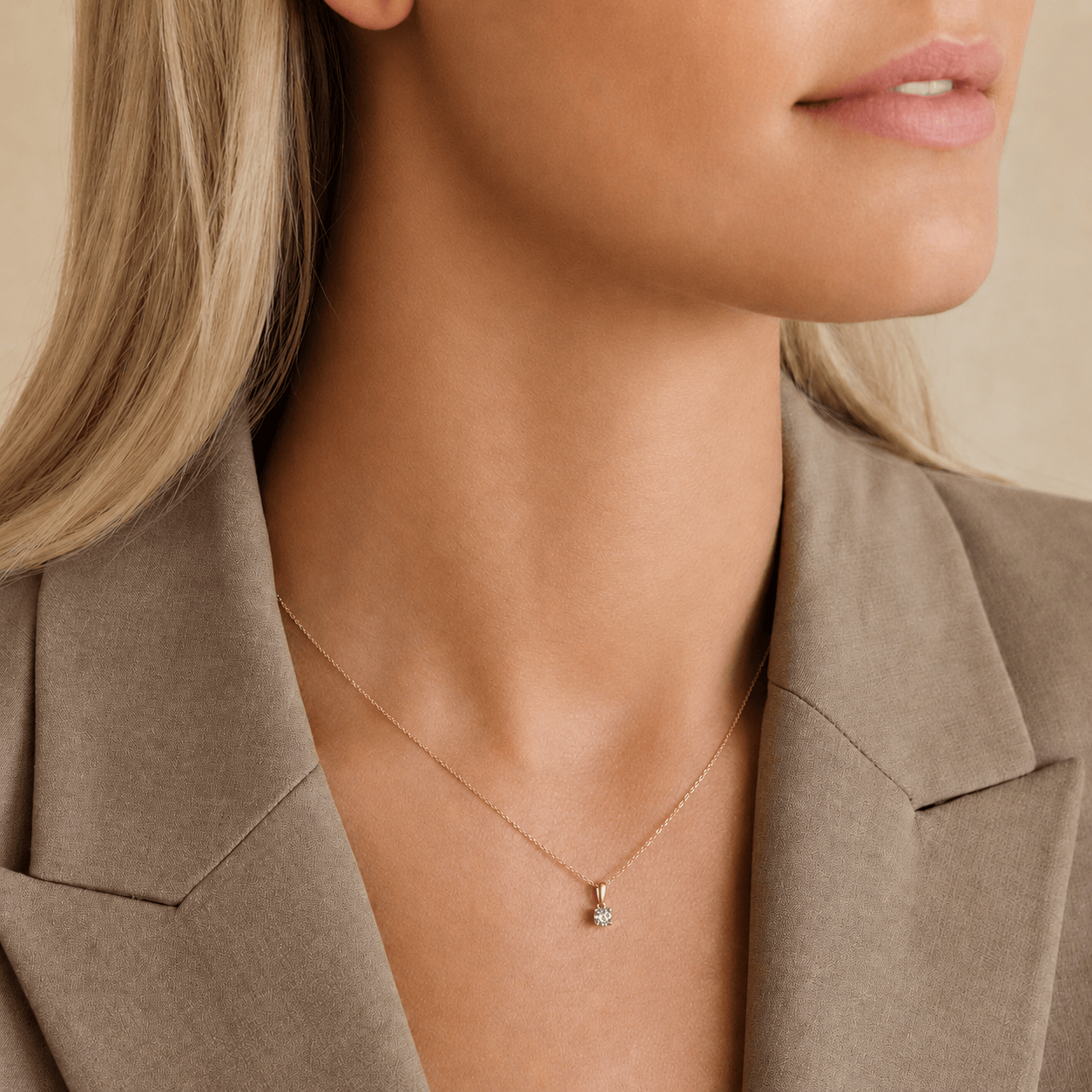 Rendition 0.30ct Diamond Solitaire Pendant in 9ct Yellow & White Gold