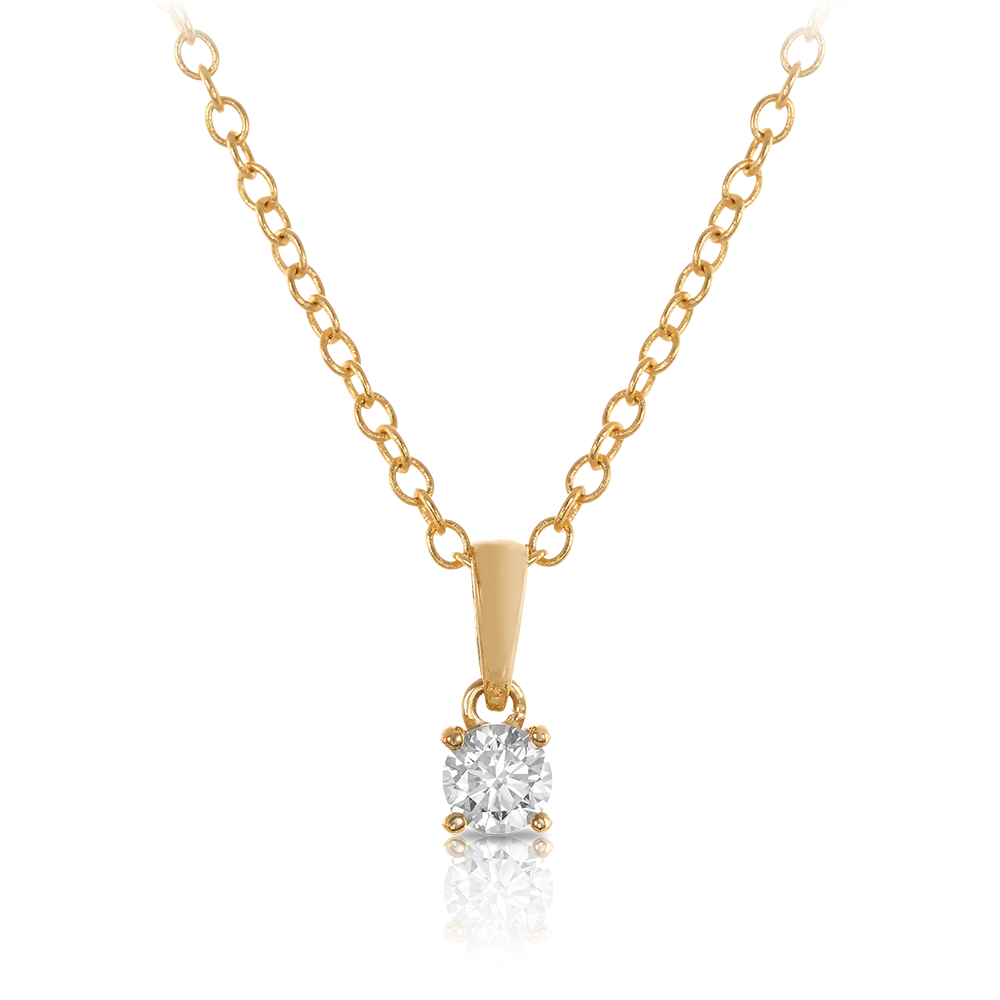 Diamond Solitaire Pendant in 9ct Yellow Gold