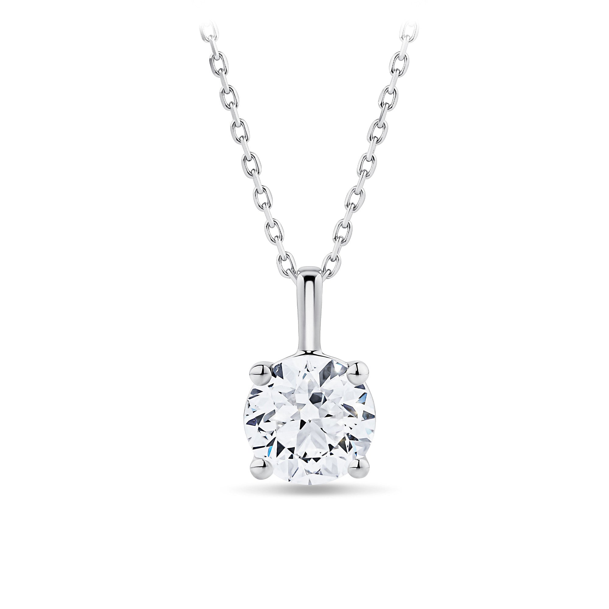 1.00ct TW Diamond Solitaire Pendant with Chain in 18ct White Gold