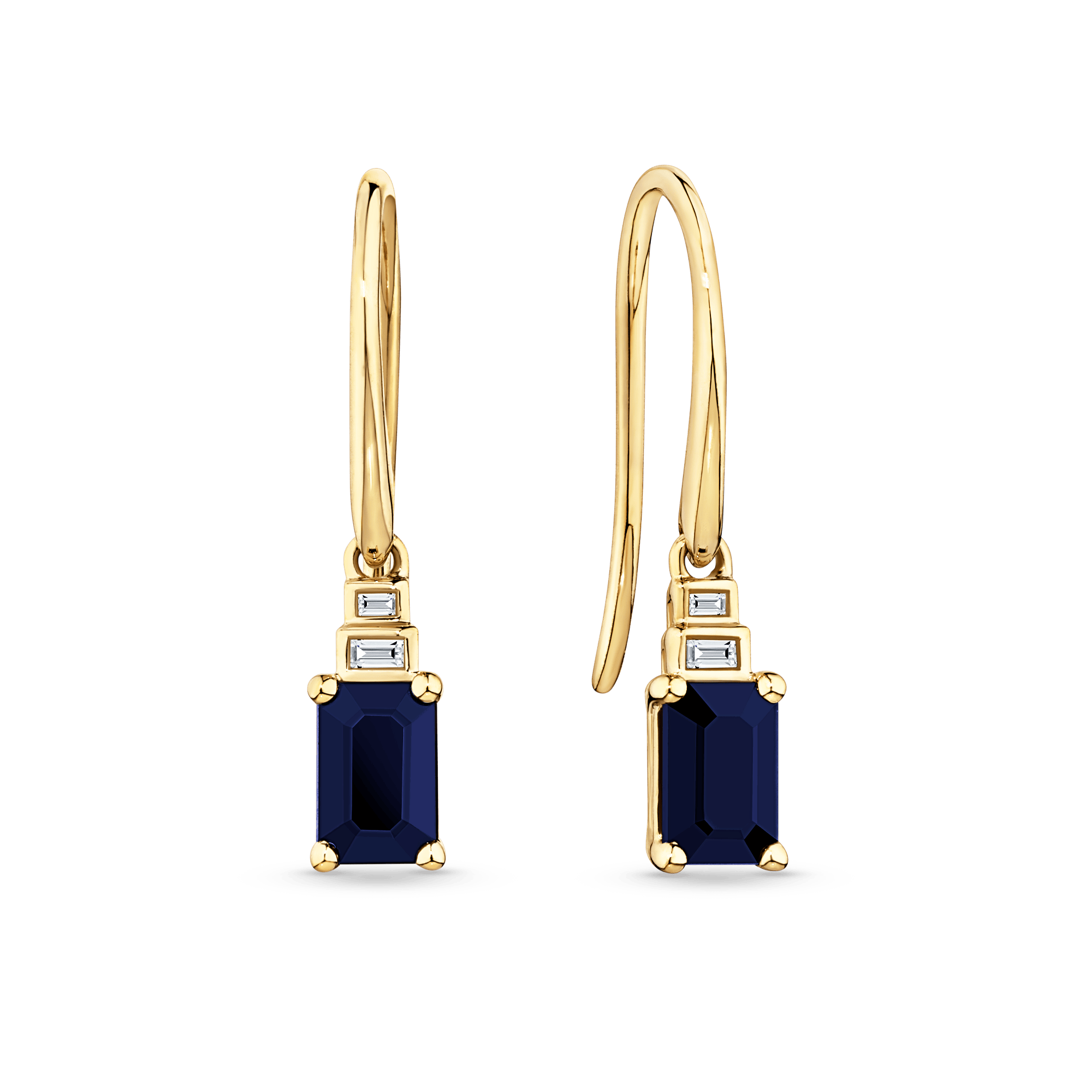 Bluebird™ Sapphire & 0.88ct TW Diamond Earrings in 9ct Yellow Gold