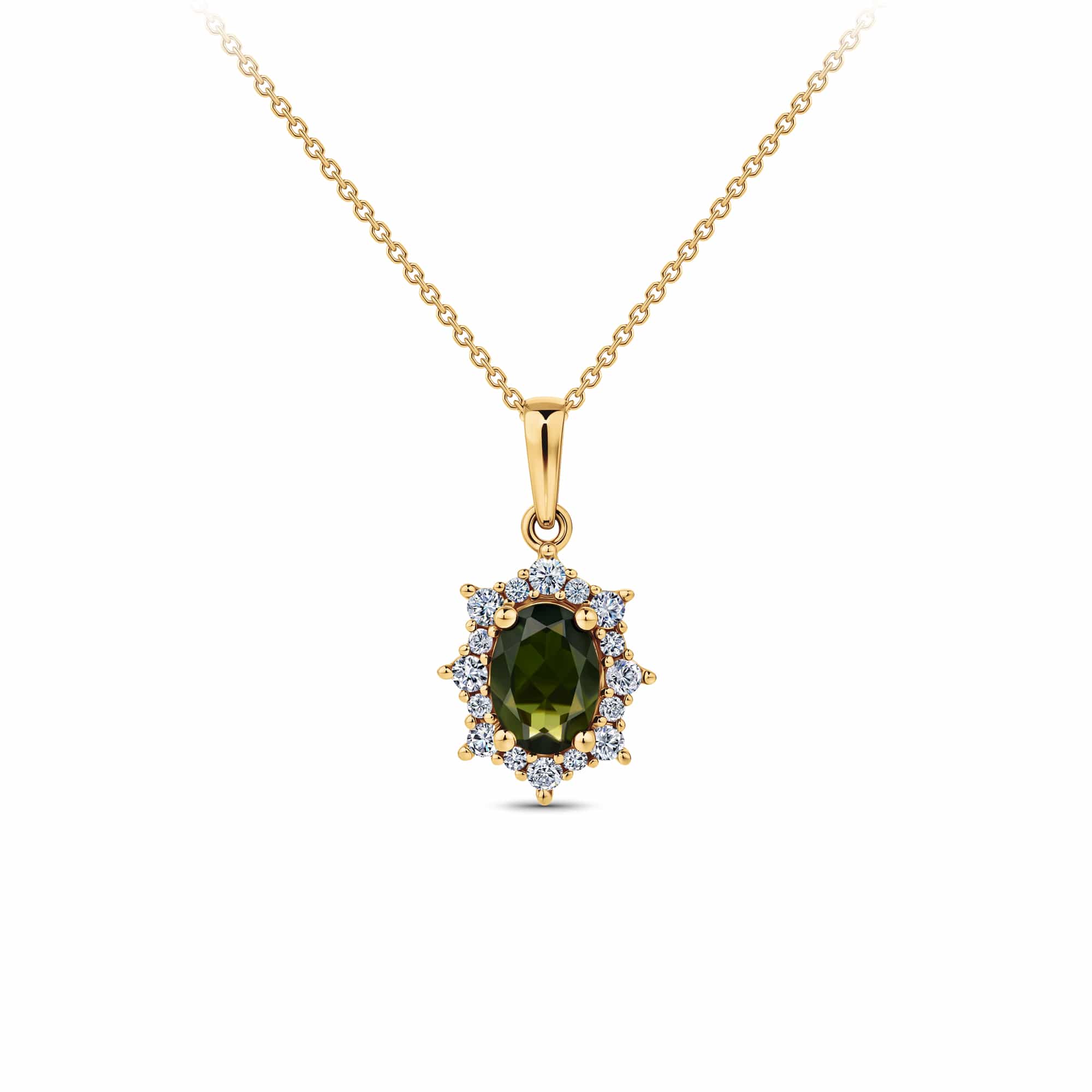 Bluebird™ Tourmaline & Diamond Pendant with Chain in 9ct Yellow Gold