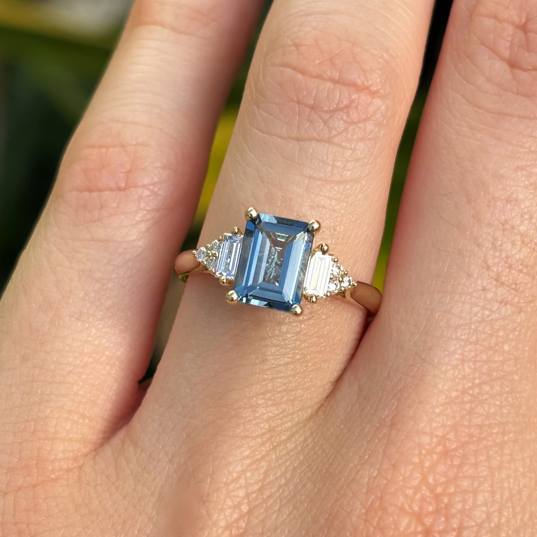 Bluebird™ London Blue Topaz & 0.26ct TW Diamond Ring in 9ct Yellow Gold