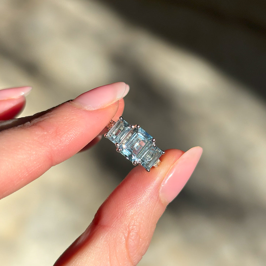 Bluebird™ Aquamarine & 0.25ct TW Diamond Ring in 9ct White Gold