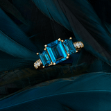 Bluebird™ London Blue Topaz & Diamond Trilogy Ring in 9ct Yellow Gold
