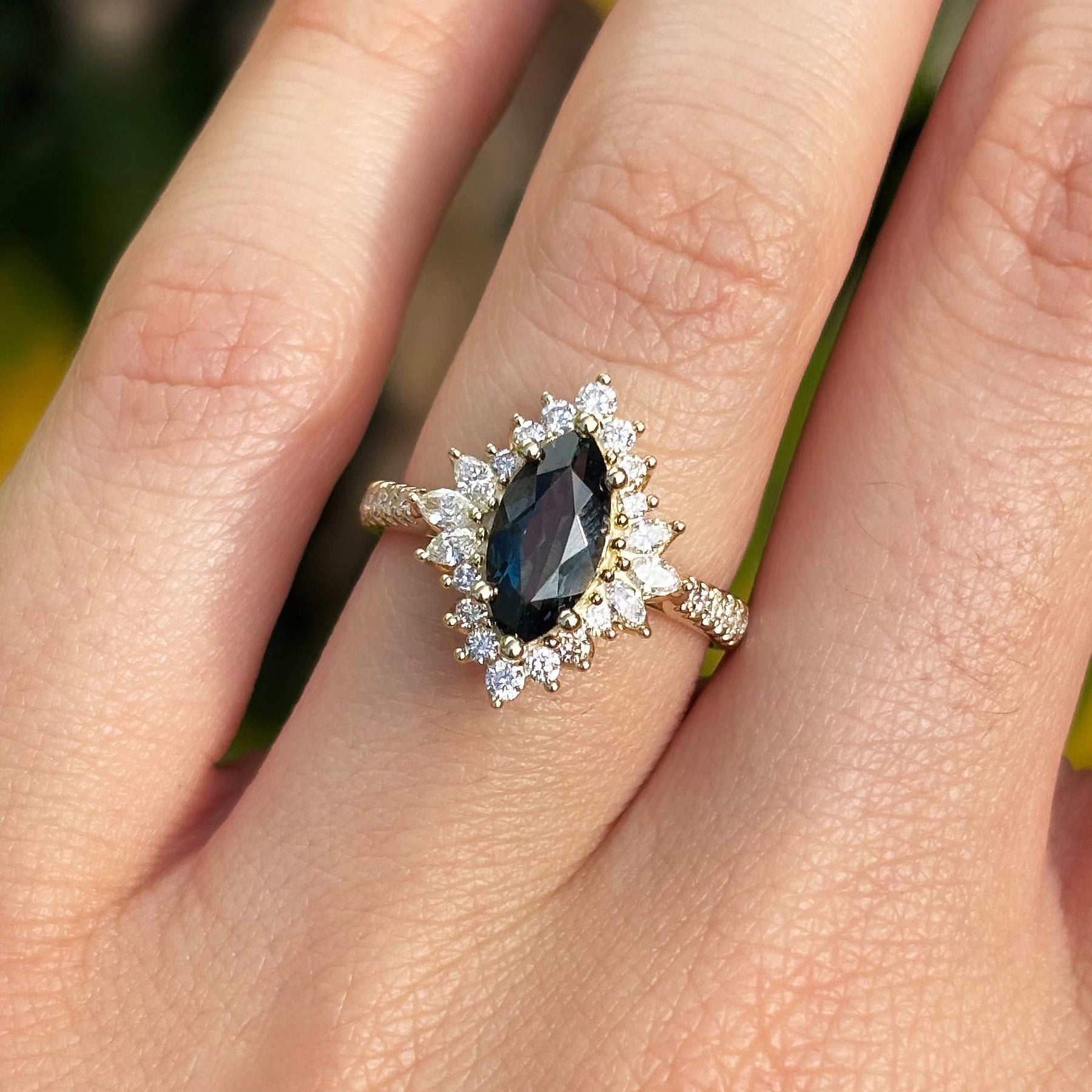 Bluebird™ London Blue Topaz & 0.33ct TW Diamond Ring in 9ct Yellow Gold