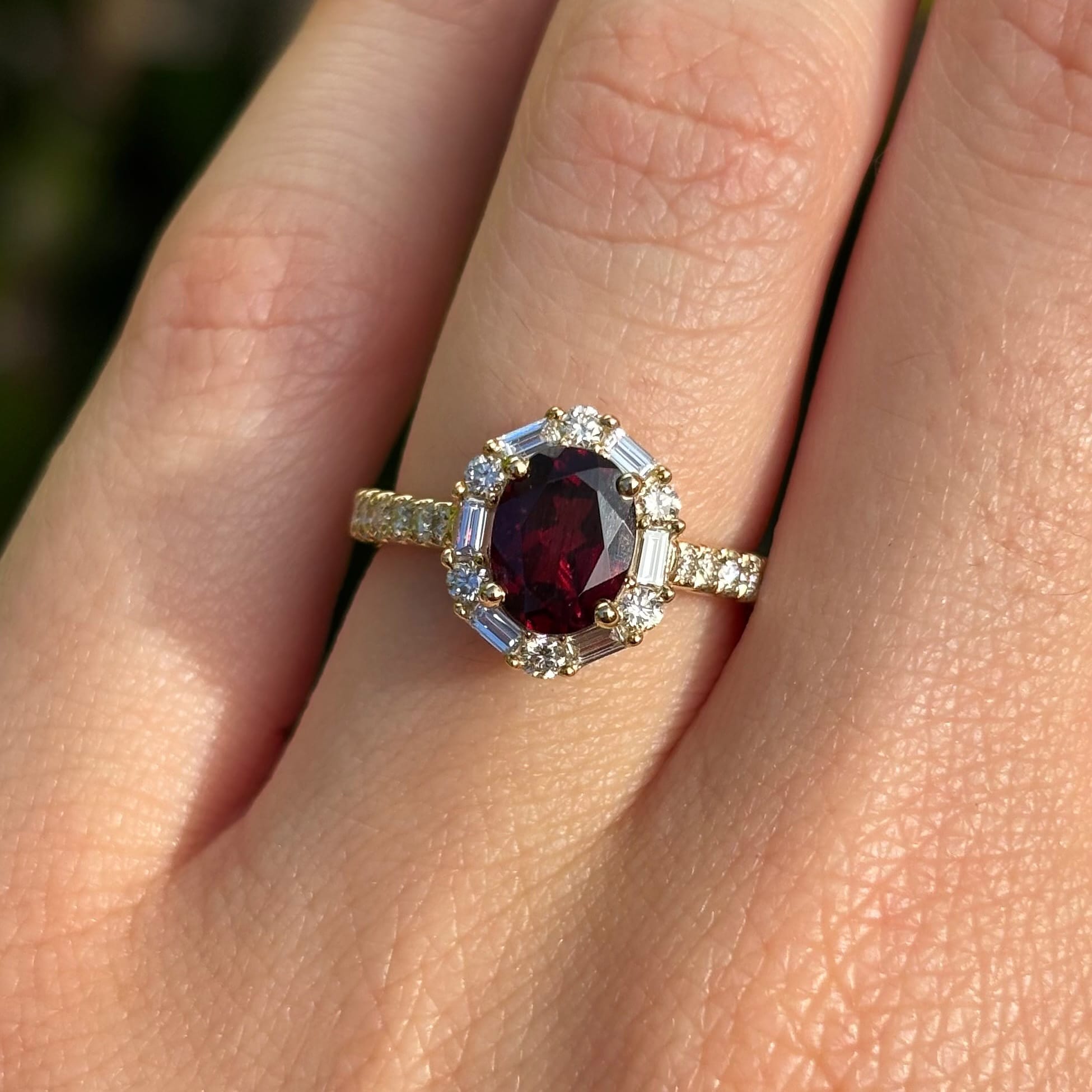Bluebird™ Rhodolite Garnet & 0.50ct TW Diamond Ring in 9ct Yellow Gold