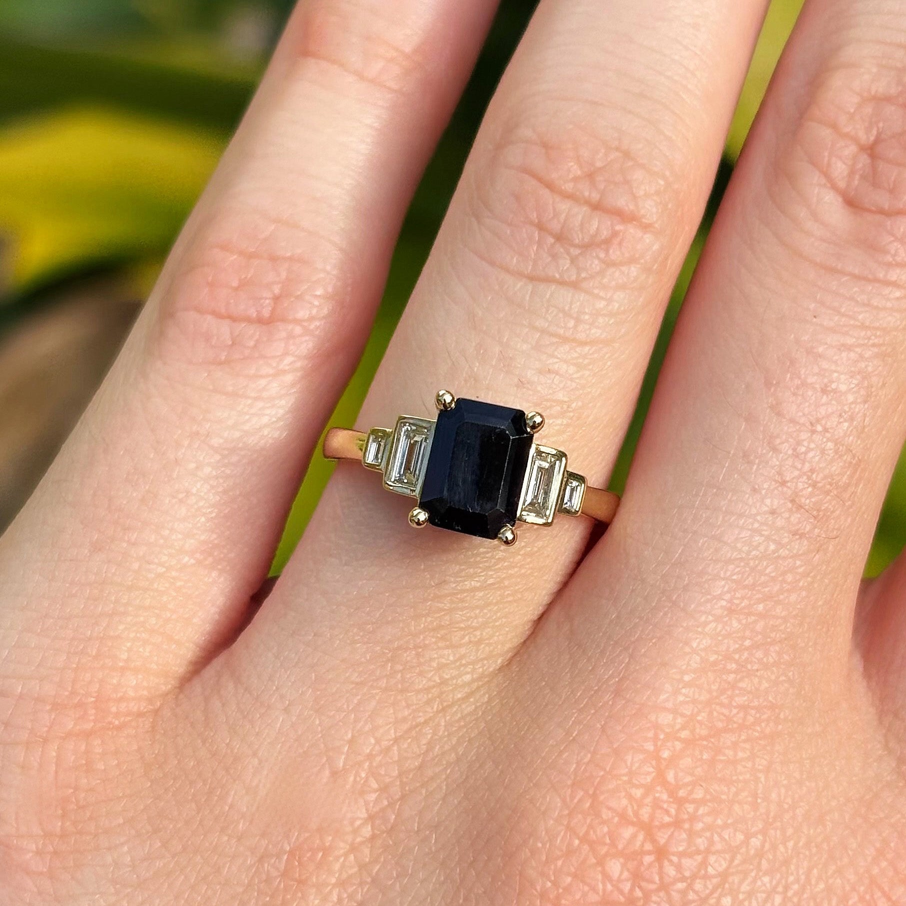 Bluebird Sapphire & 2.40ct TW Diamond Ring in 9ct Yellow Gold