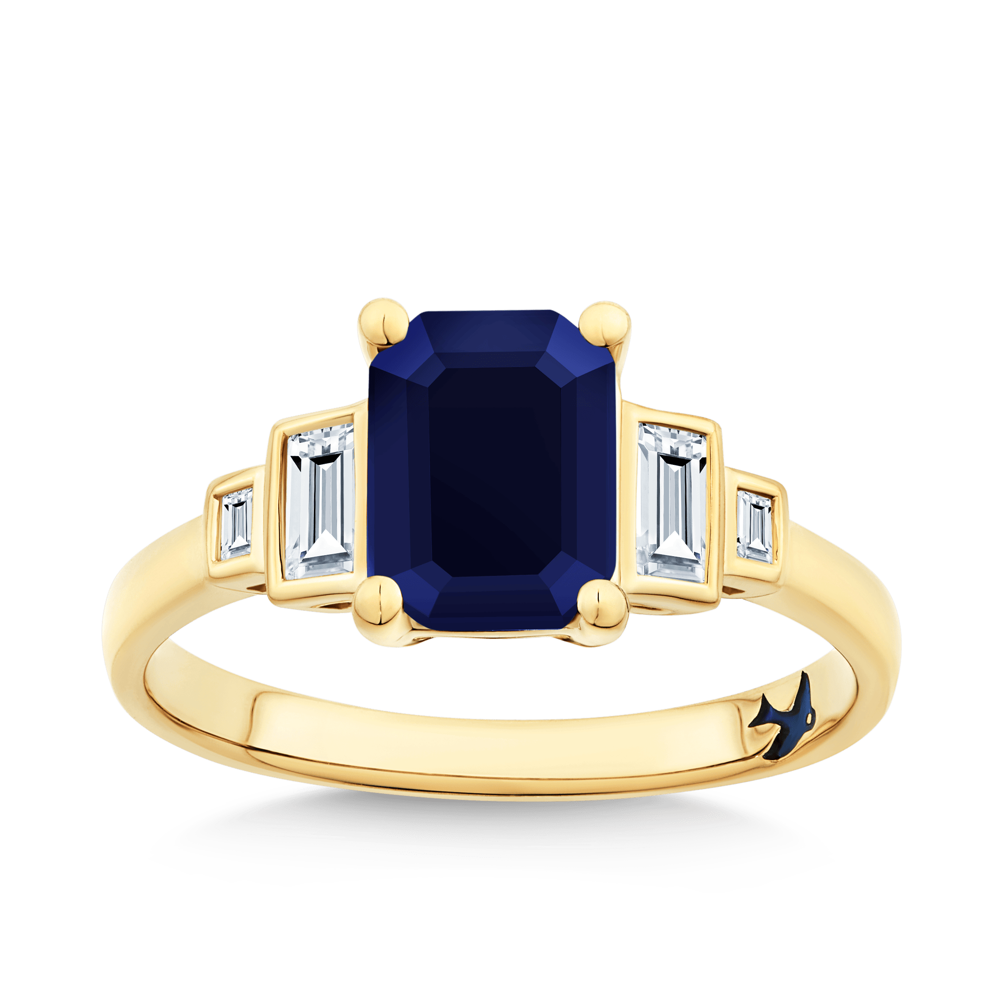 Bluebird™ Sapphire & 2.40ct TW Diamond Ring in 9ct Yellow Gold