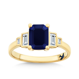 Bluebird Sapphire & 2.40ct TW Diamond Ring in 9ct Yellow Gold