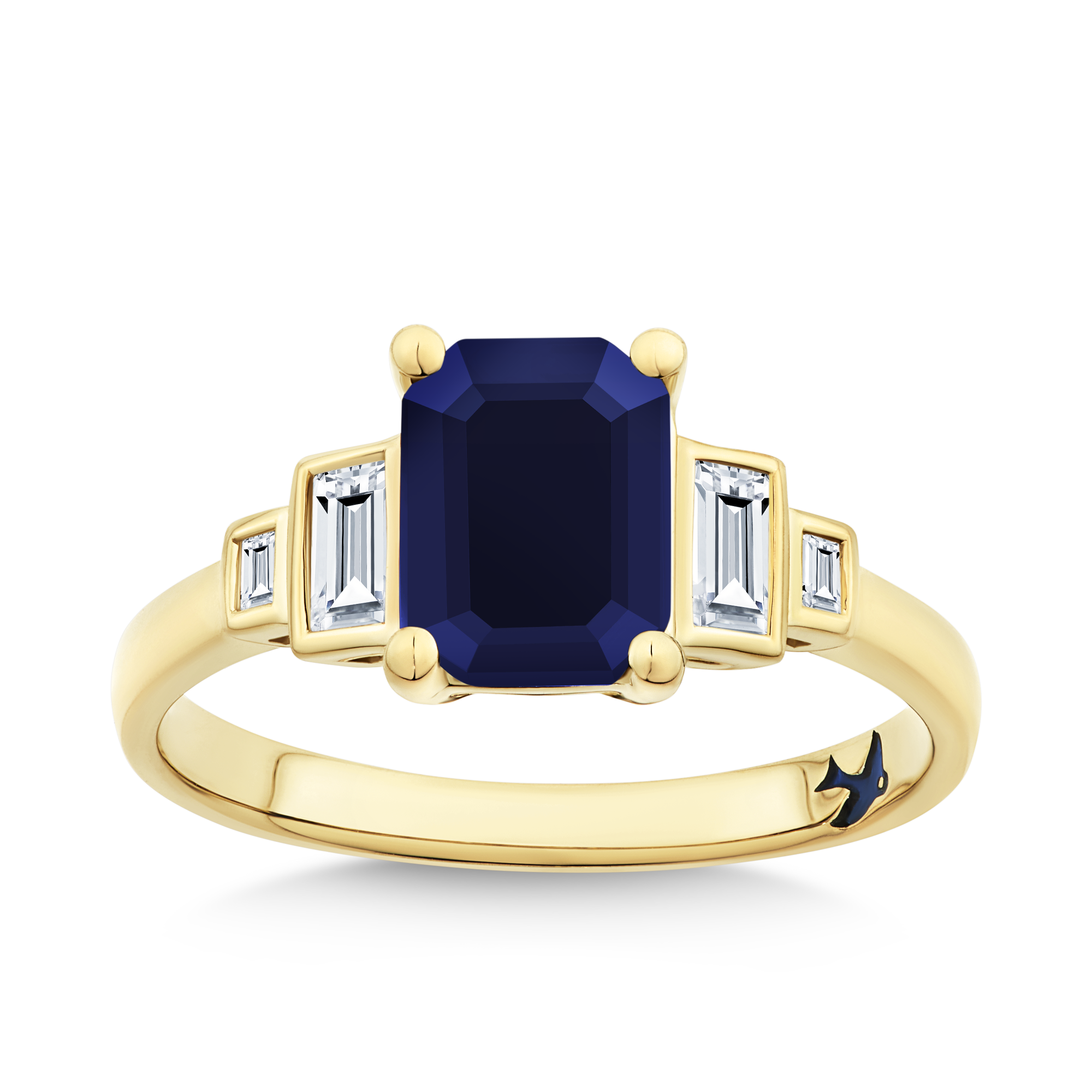 Bluebird Sapphire & 2.40ct TW Diamond Ring in 9ct Yellow Gold