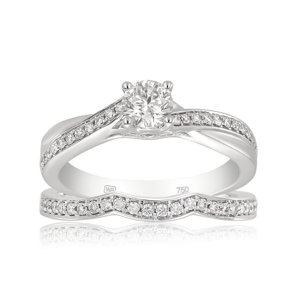 0.75ct TW Australian Diamonds® Argyle White Diamond Engagement & Wedding Bridal Set Rings in 18ct White Gold