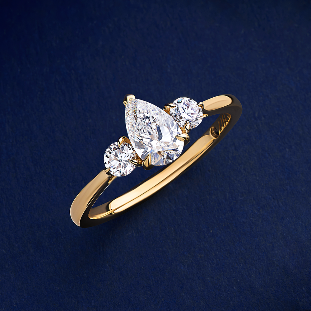 1917™ 0.98ct TW Diamond Pear Three Stone Engagement Ring in 18ct Yellow Gold