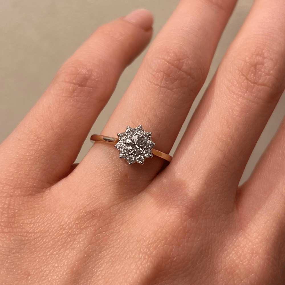 1917™ 0.56ct TW Diamond Flower Halo Engagement Ring in 18ct Yellow and White