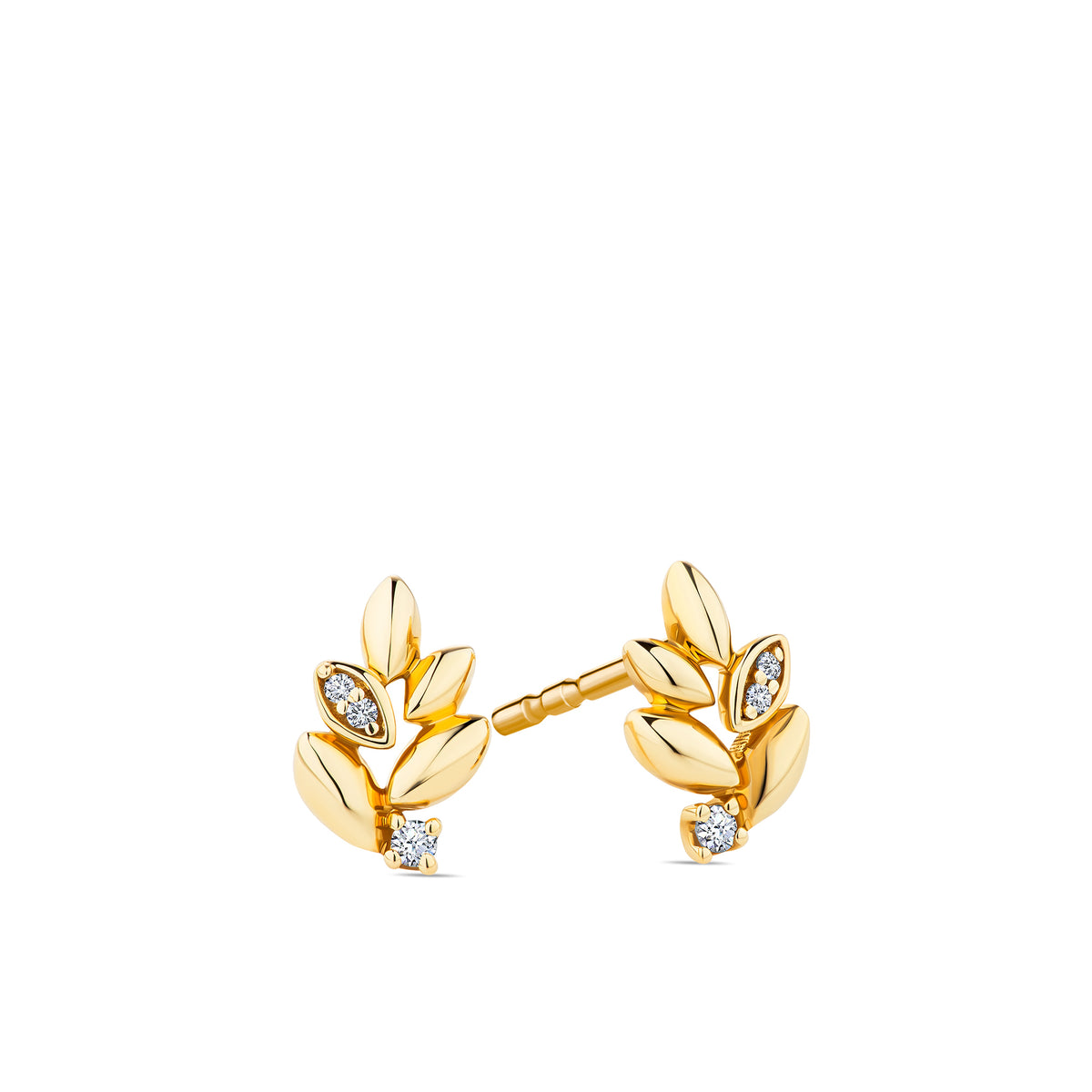 Helia™ Diamond Leaf Stud Earrings in 9ct Recycled Gold