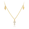 Diamond Cross Trio Necklace set in 9ct Yellow Gold