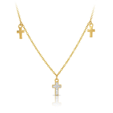 Diamond Cross Trio Necklace set in 9ct Yellow Gold