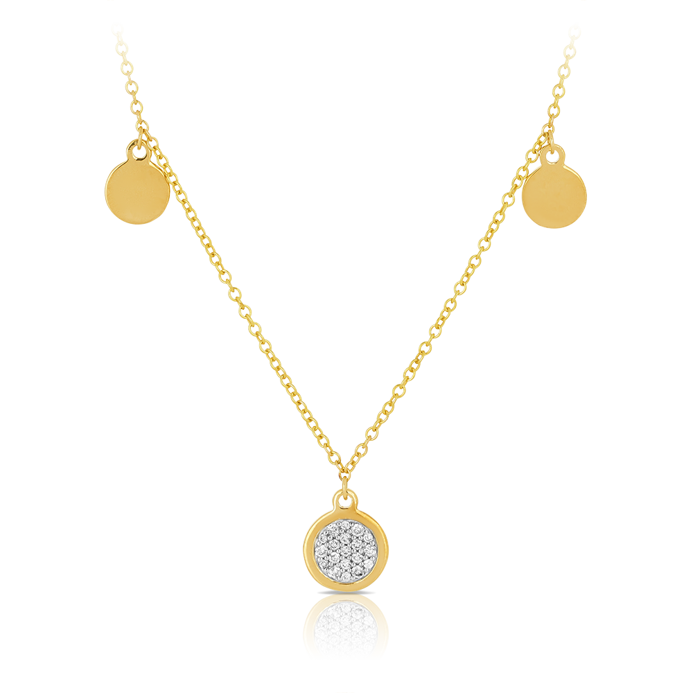 Diamond Circle Trio Necklace set in 9ct Yellow Gold