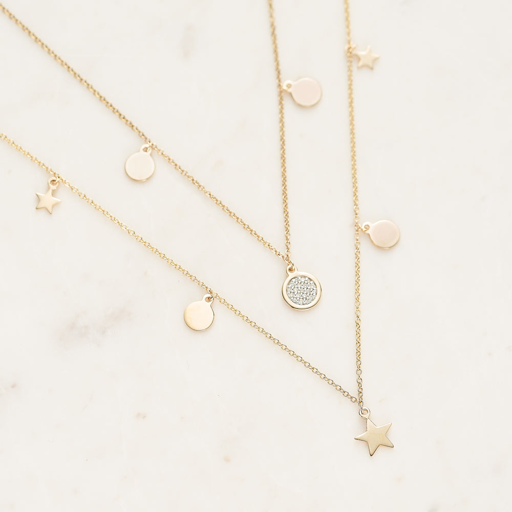 Diamond Circle Trio Necklace set in 9ct Yellow Gold