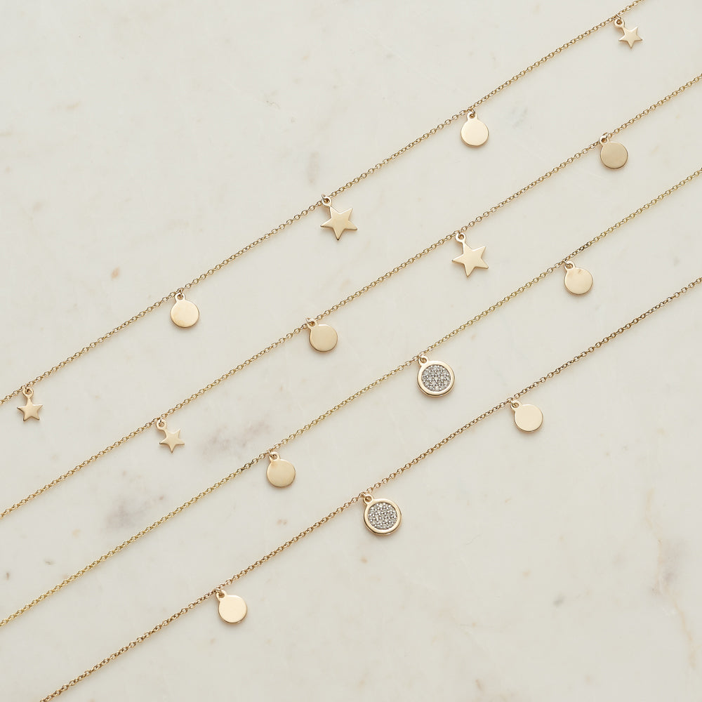 Diamond Circle Trio Necklace set in 9ct Yellow Gold